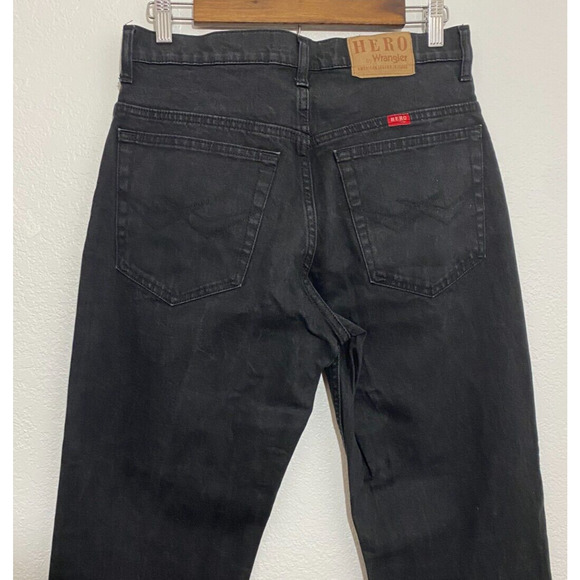 Hero By Wrangler Size W32 L34 Black Denim Jeans Mens Straight Leg 5 Pockets - Picture 4 of 6